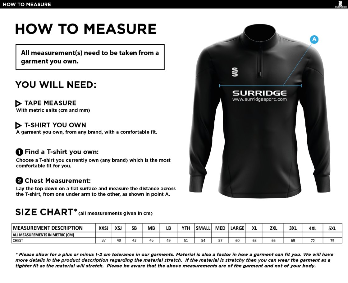 Haslingden High School GCSE PE / SPORT Performance Top - Size Guide