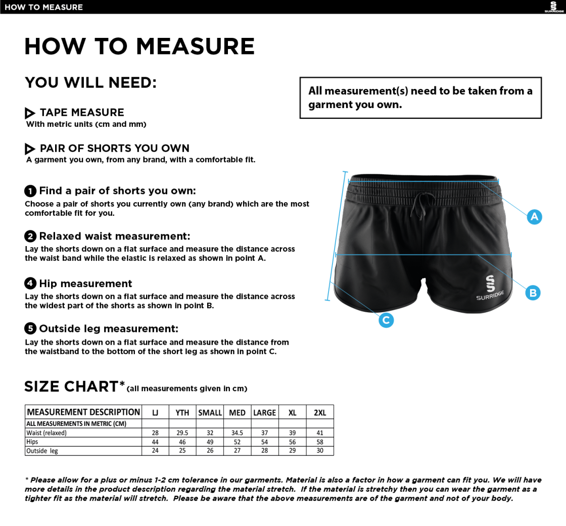 Haslingden High School - Active Short - Size Guide