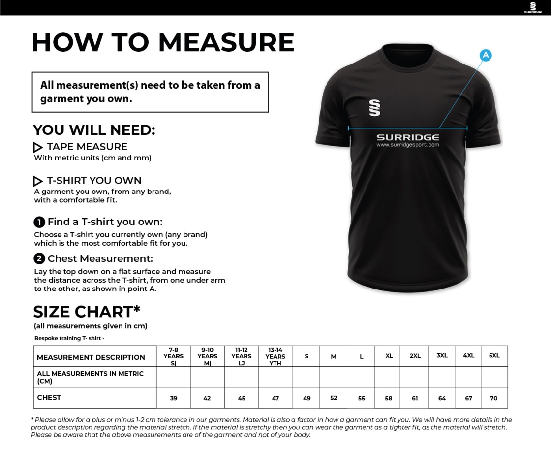 Haslingden GCSE PE - Impact T-Shirt - Unisex Fit - Size Guide