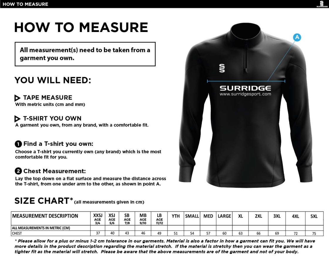 Haslingden High School - Blade Performance Top - Size Guide