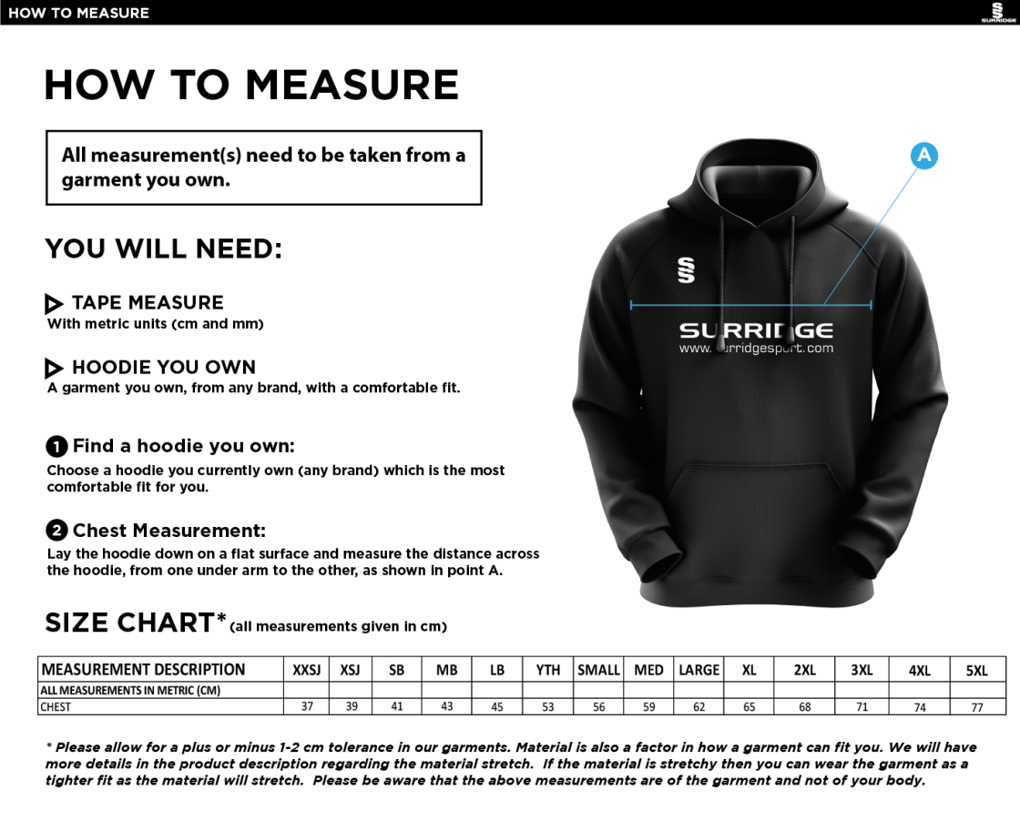 Haslingden High School - BLADE HOODY - Size Guide